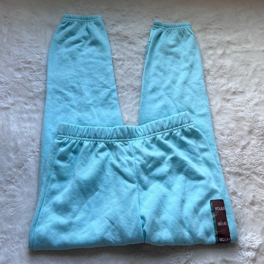 Disney 100 Star Wars R2-D2 C-3PO Kids Aqua Blue Fleece Joggers Sweatpants M 8